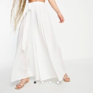 NWOT ASOS Design White Chiffon Wide-Leg Beach Pants